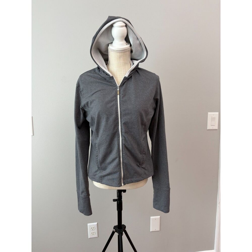Champion Elite Grey Mesh Lined Full Zip Running Athletic Hoodie Jacket Womens M